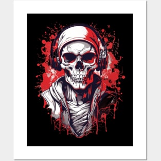 Cool Skeleton-Skull Headphones Posters and Art